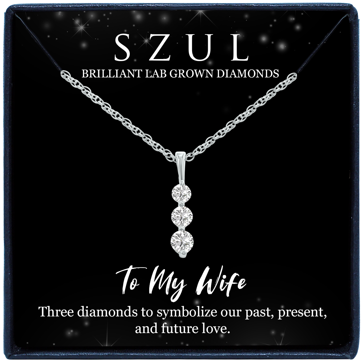 Jewelry Gift for Your Wife - 1/4 Carat TW Past Present Future Three Stone Lab Grown Diamond Necklace in.925 Sterling Silver (Diamond Color F-G, Clarity VS1-VS2)