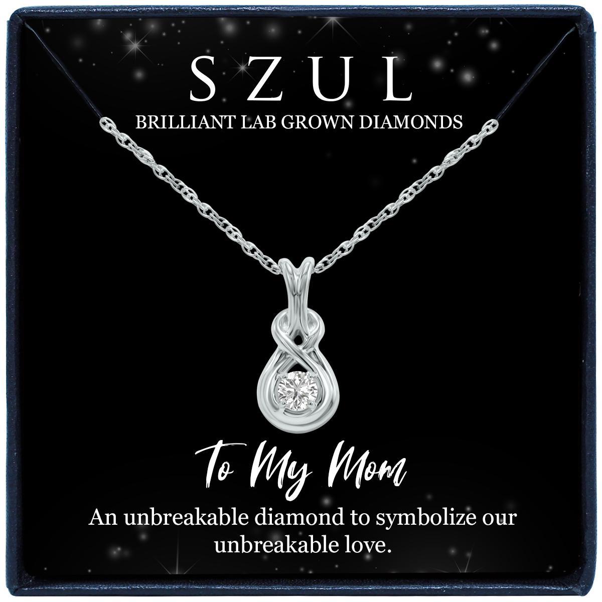 Jewelry Gift For Mom - 1/10 Carat TW Lab Grown Round Diamond Love Knot Solitaire Pendant in.925 Sterling Silver (F-G Color, VS1-VS2 Clarity)