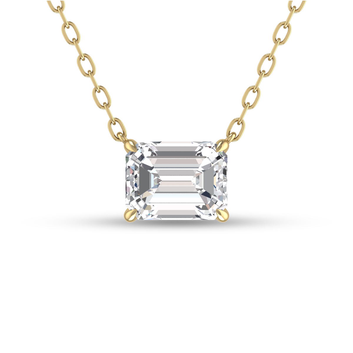 Lab Grown 1/2 Carat Floating Emerald Diamond Solitaire Pendant in 14K Yellow Gold