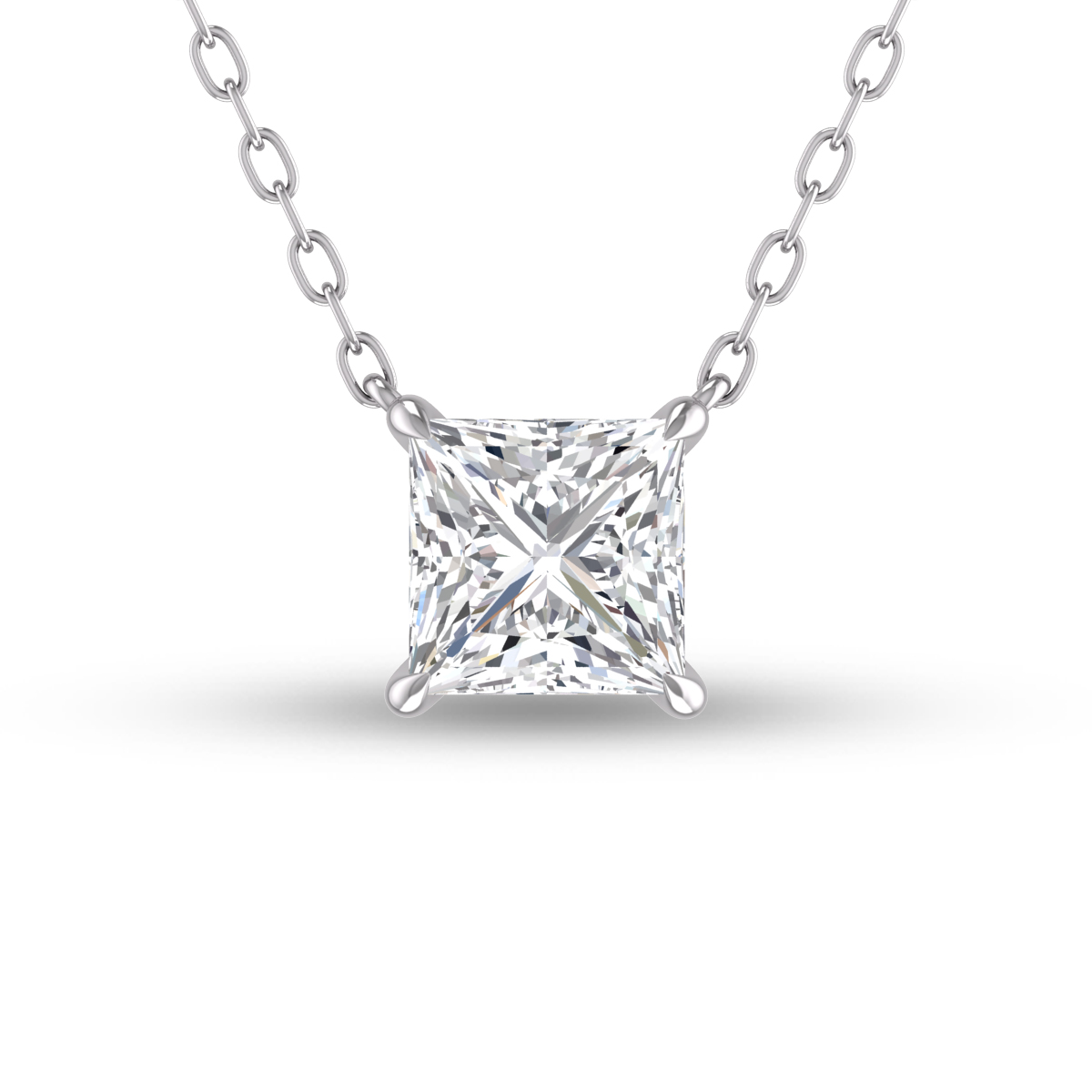 Lab Grown 1/2 Carat Floating Princess Cut Diamond Solitaire Pendant in 14K White Gold