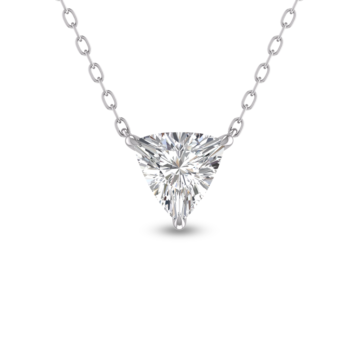 Lab Grown 1/2 Carat Floating Trillion Shaped Diamond Solitaire Pendant in 14K White Gold
