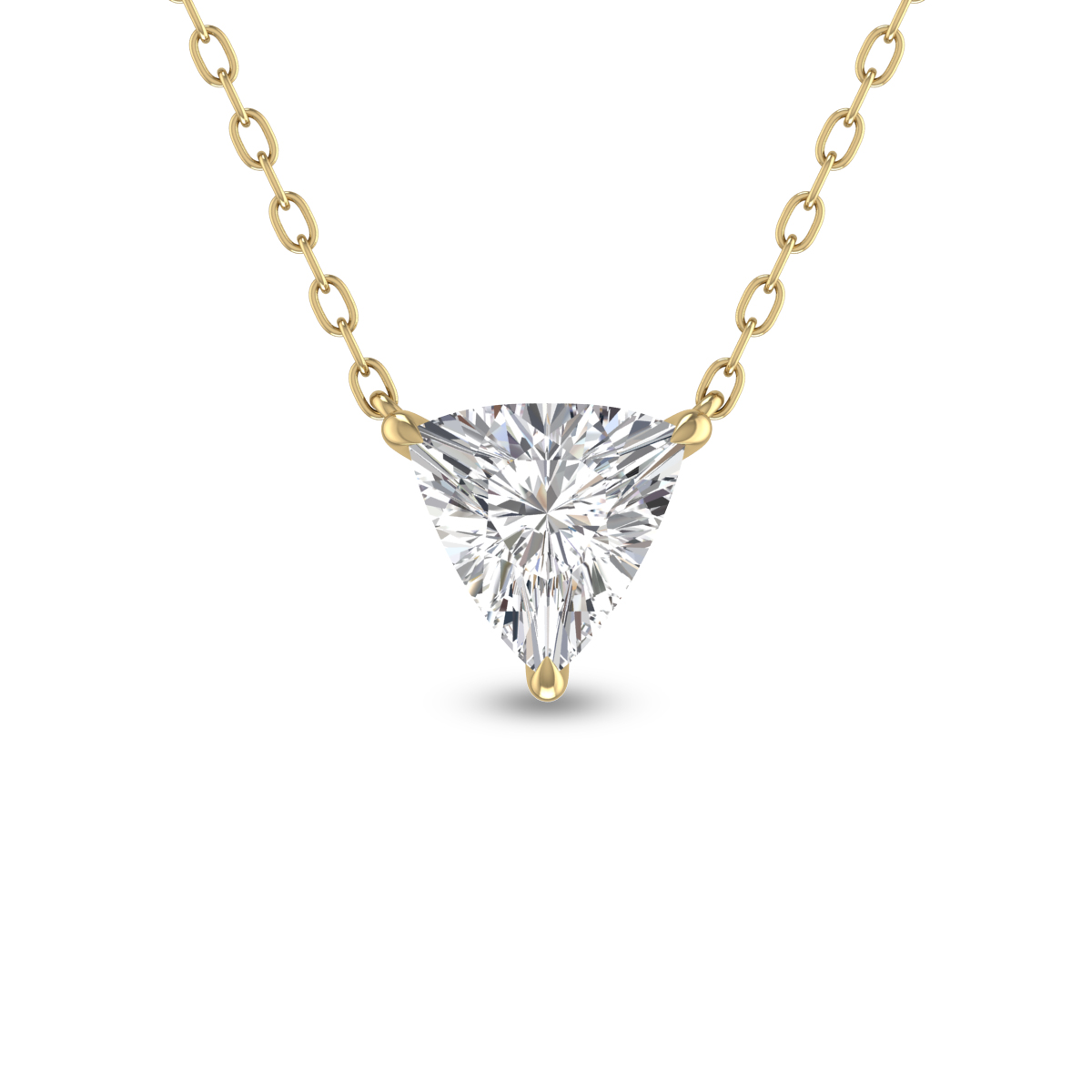 Lab Grown 1/2 Carat Floating Trillion Shaped Diamond Solitaire Pendant in 14K Yellow Gold
