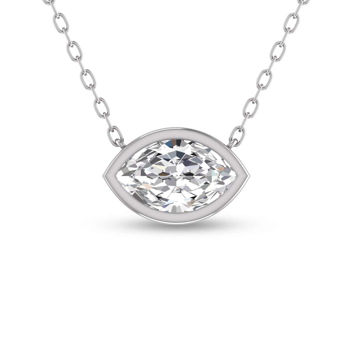 Lab Grown 3/4 Carat Round Solitaire Diamond Bezel Set Pendant in 14K White Gold (F-G Color, VVS1-VVS2 Clarity)