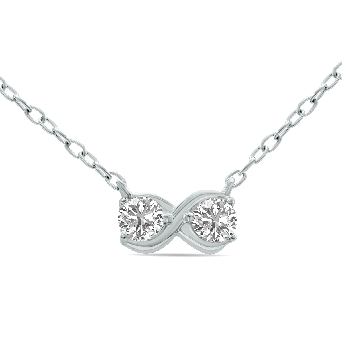 1/5 CTW Infinity Two Stone Lab Grown Diamond Pendant in 10K White Gold (F-G Color, VS1- VS2 Clarity)