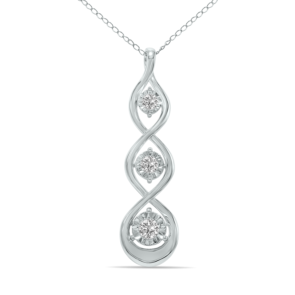 1/3 CTW Three Stone Lab Grown Diamond Pendant in 10K White Gold (F-G Color, VS1- VS2 Clarity)