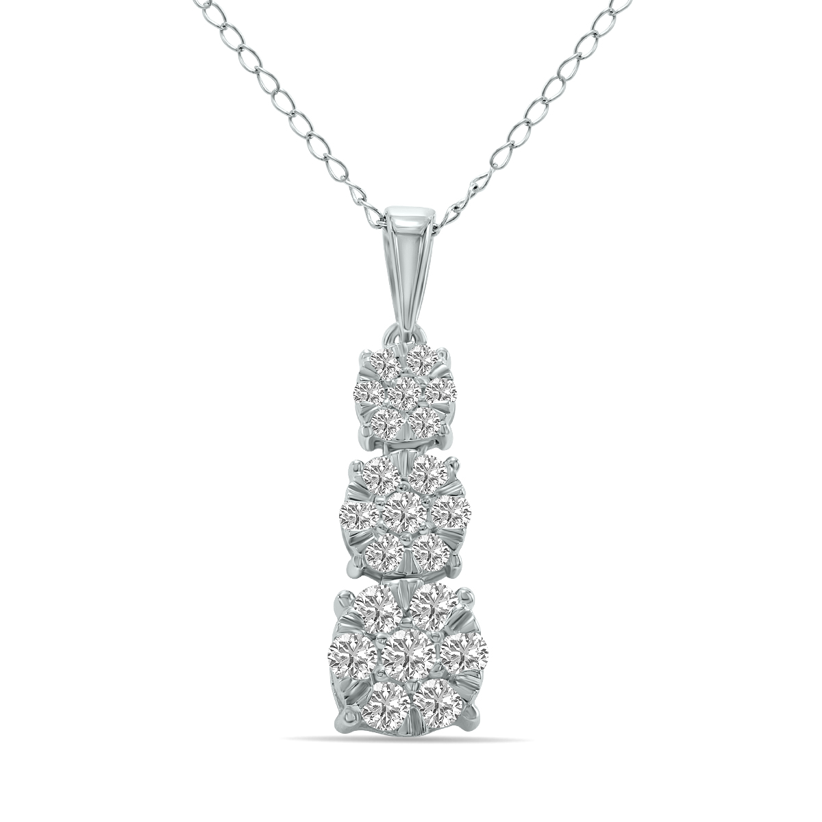 Image of 1/2 CTW Vertical Lab Grown Diamond Pendant in 10K White Gold (F-G Color VS1- VS2 Clarity)