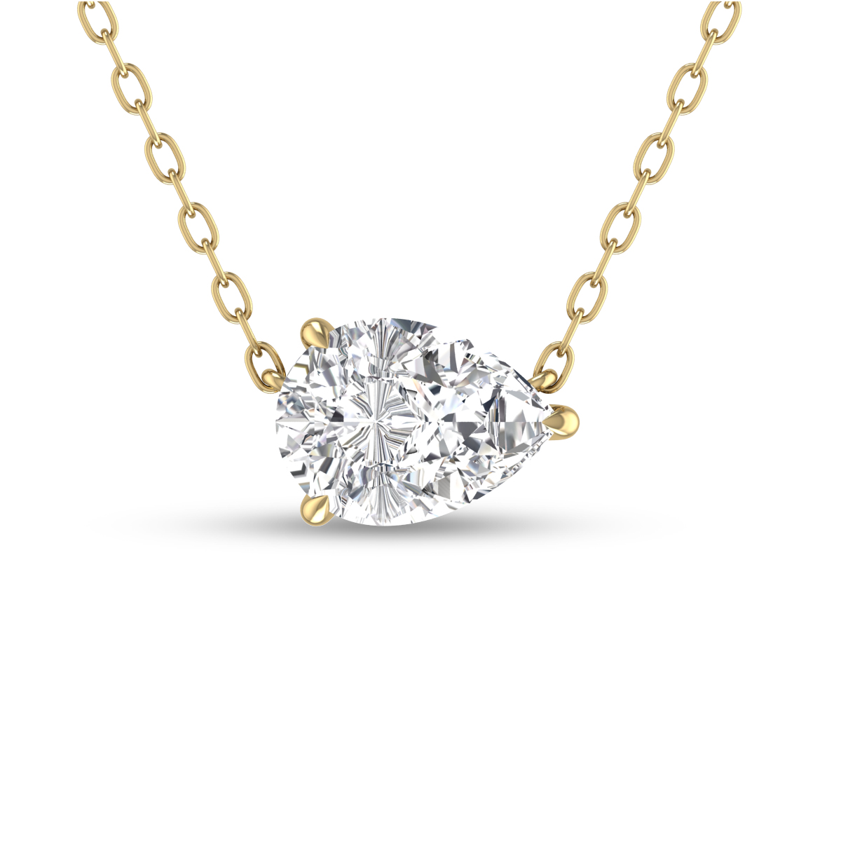 Lab Grown 1/4 Carat Floating Pear Shaped Diamond Solitaire Pendant in 14K Yellow Gold