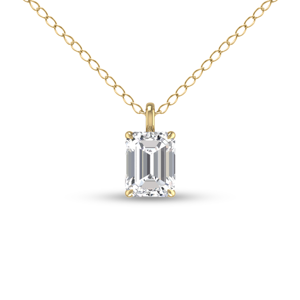 Image of Lab Grown 1 Carat Emerald Solitaire Diamond Pendant in 14K Yellow Gold