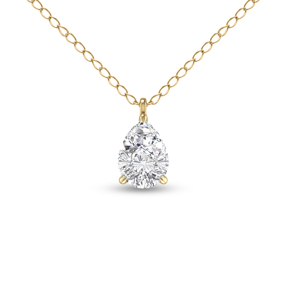 Lab Grown 3/4 Carat Pear Solitaire Diamond Pendant in 14K Yellow Gold
