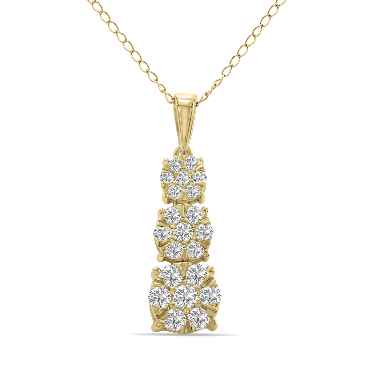 Image of 1/2 CTW Vertical Lab Grown Diamond Pendant in 10K Yellow Gold (F-G Color VS1- VS2 Clarity)
