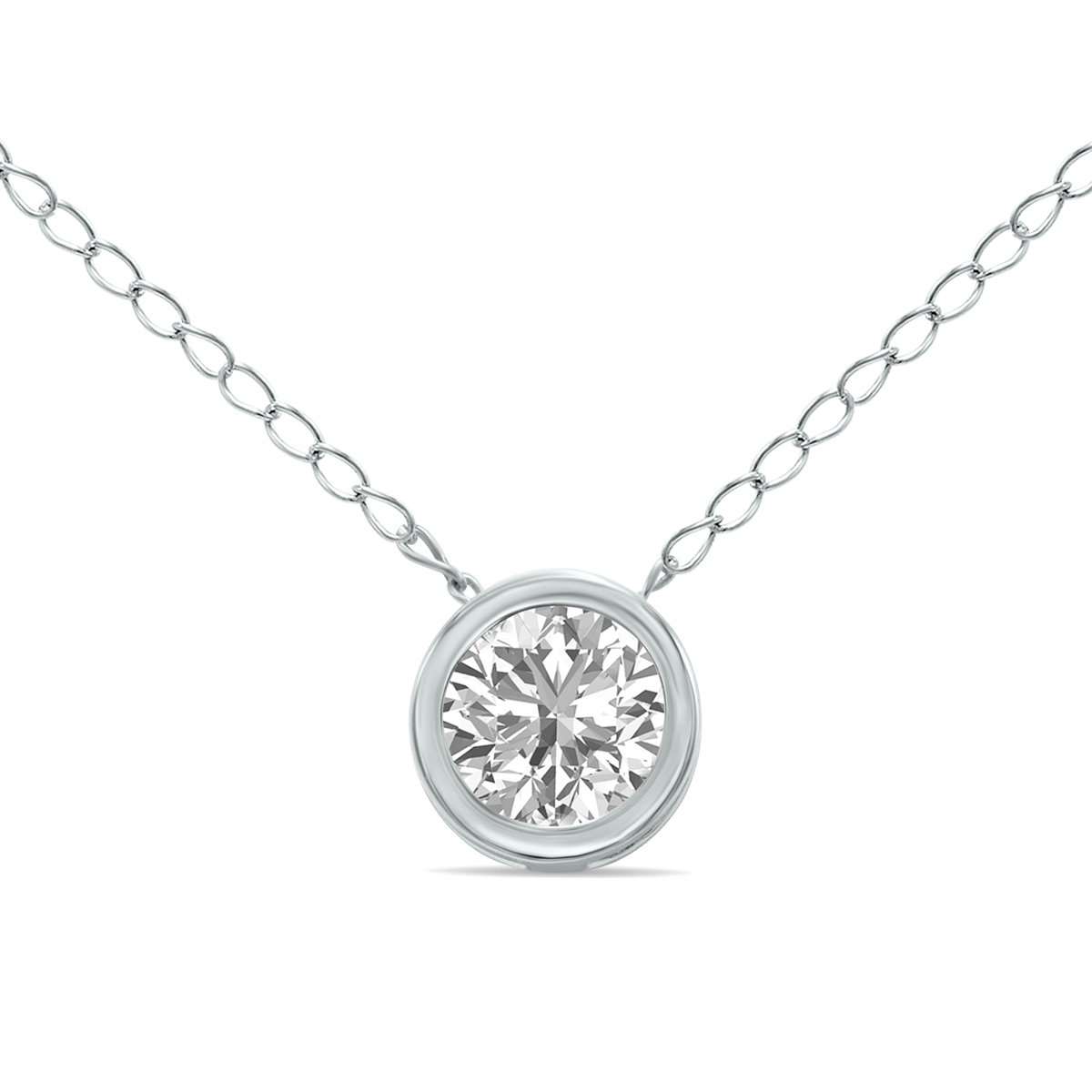 1/4 Carat Lab Grown Diamond Bezel Pendant in 14K White Gold