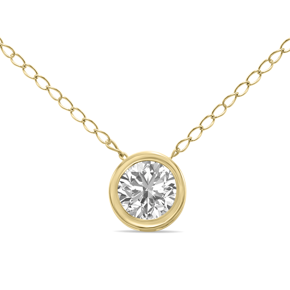 1/4 Carat Lab Grown Diamond Bezel Pendant in 14K Yellow Gold