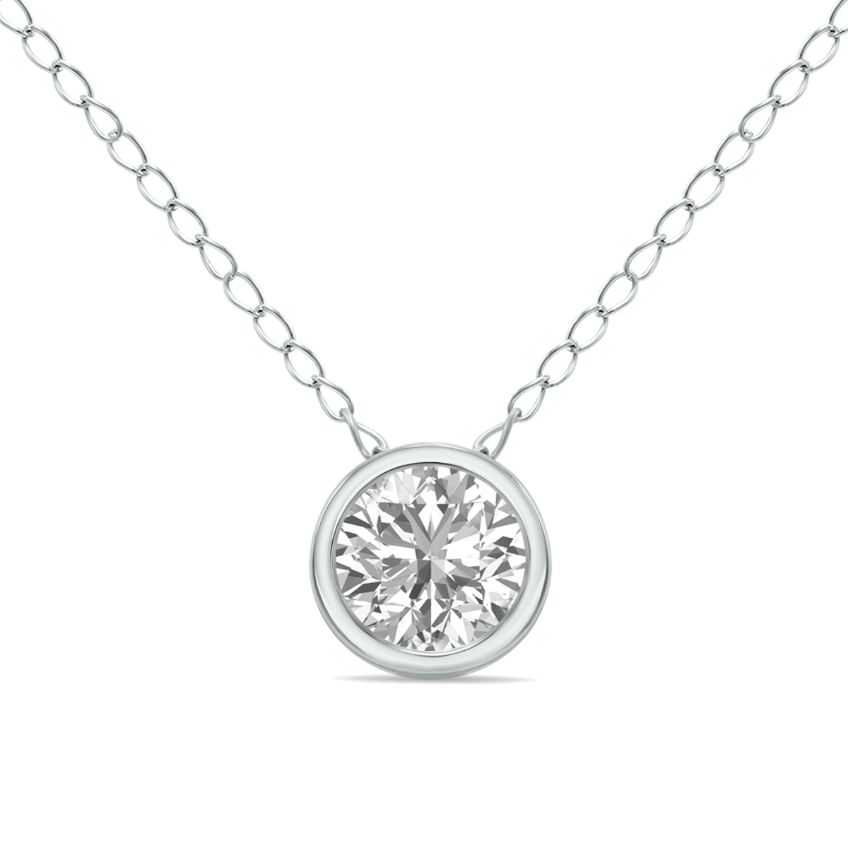 1/3 Carat Lab Grown Diamond Bezel Pendant in 14K White Gold