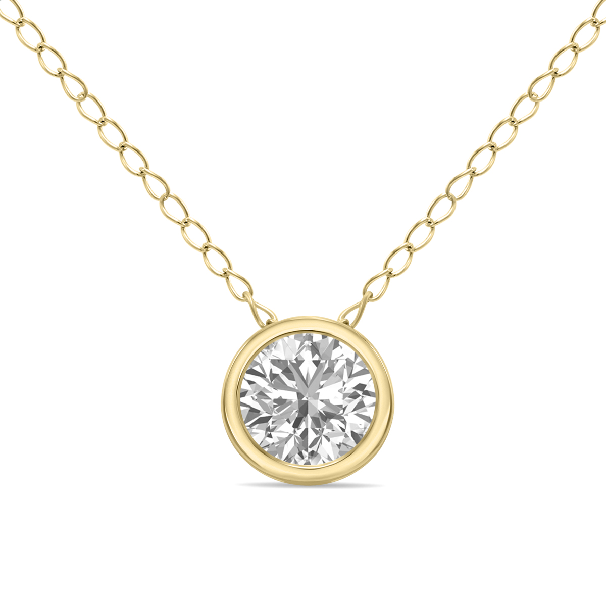 1/3 Carat Lab Grown Diamond Bezel Pendant in 14K Yellow Gold
