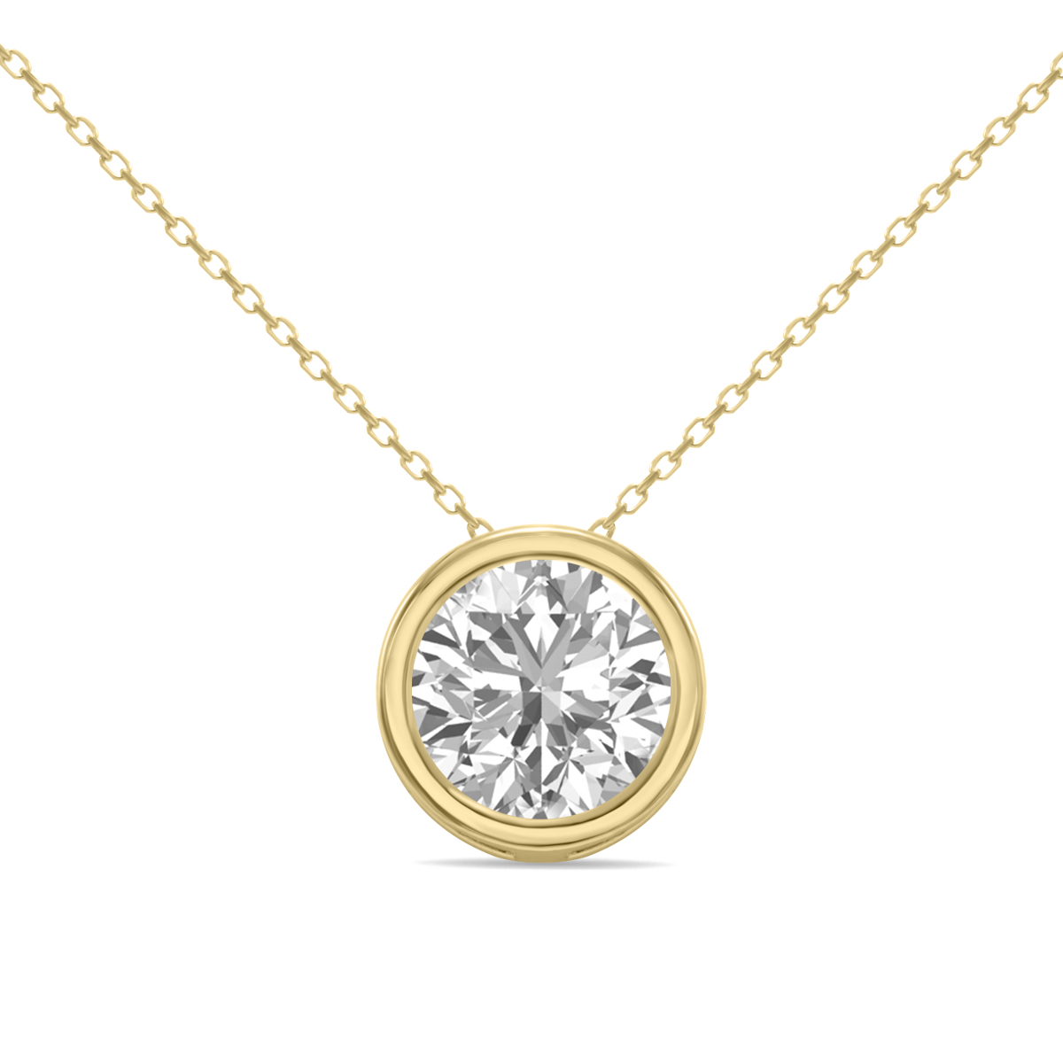 Image of 2 Carat Lab Grown Diamond Bezel Pendant in 14K Yellow Gold