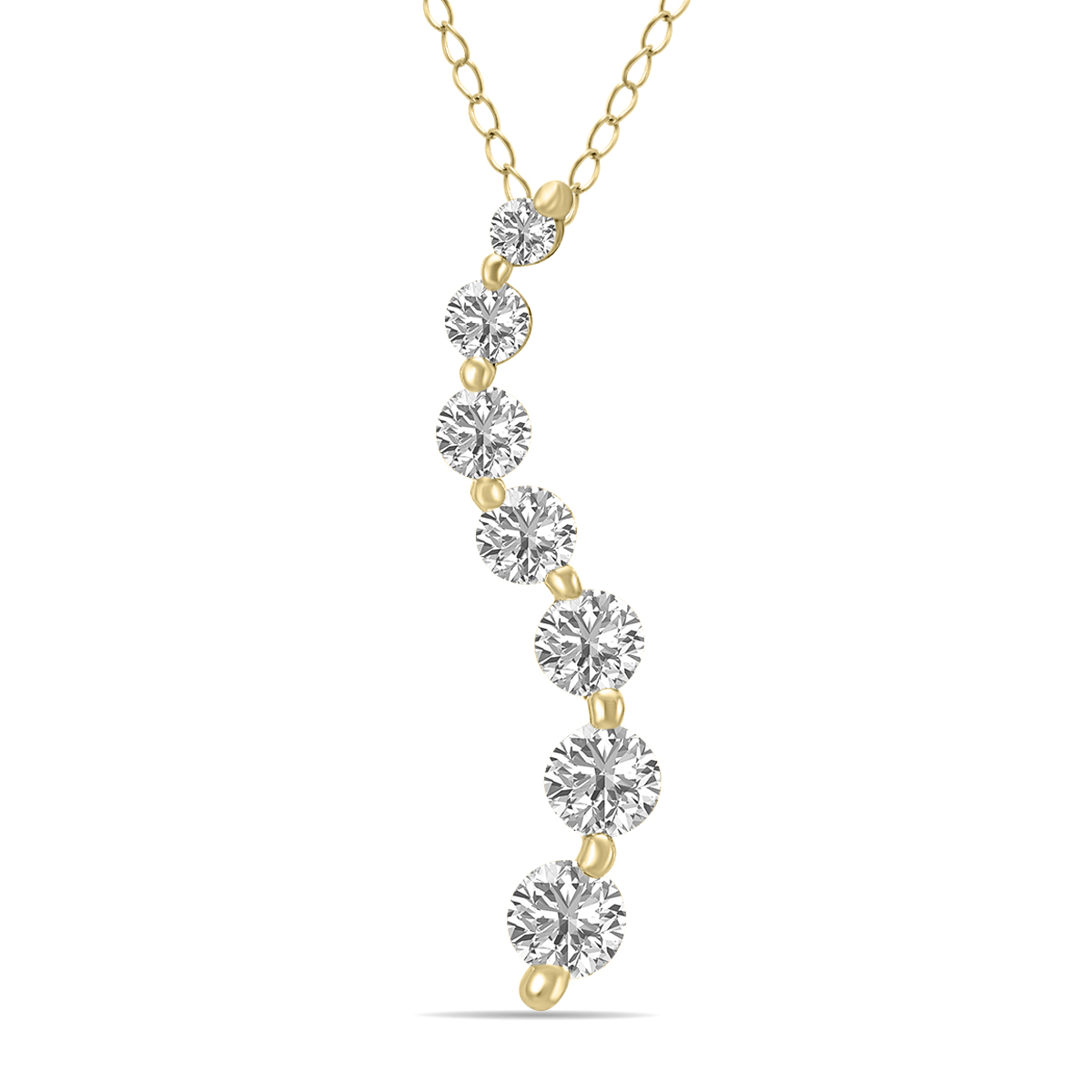 3/4 CTW Lab Grown Diamond Journey Pendant in 10K Yellow Gold