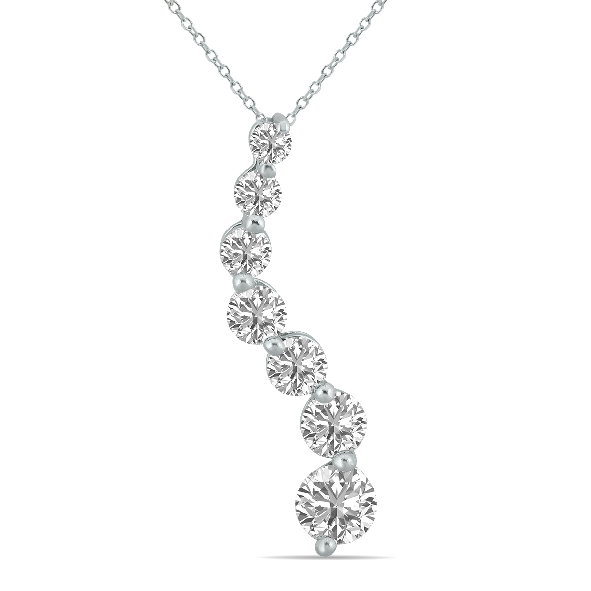 1 CTW Lab Grown Diamond Journey Pendant in 14K White Gold