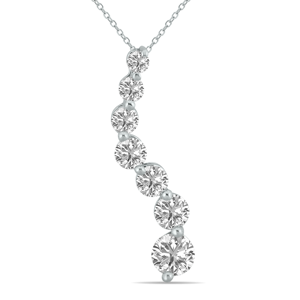 2 CTW Lab Grown Diamond Journey Pendant in 14K White Gold