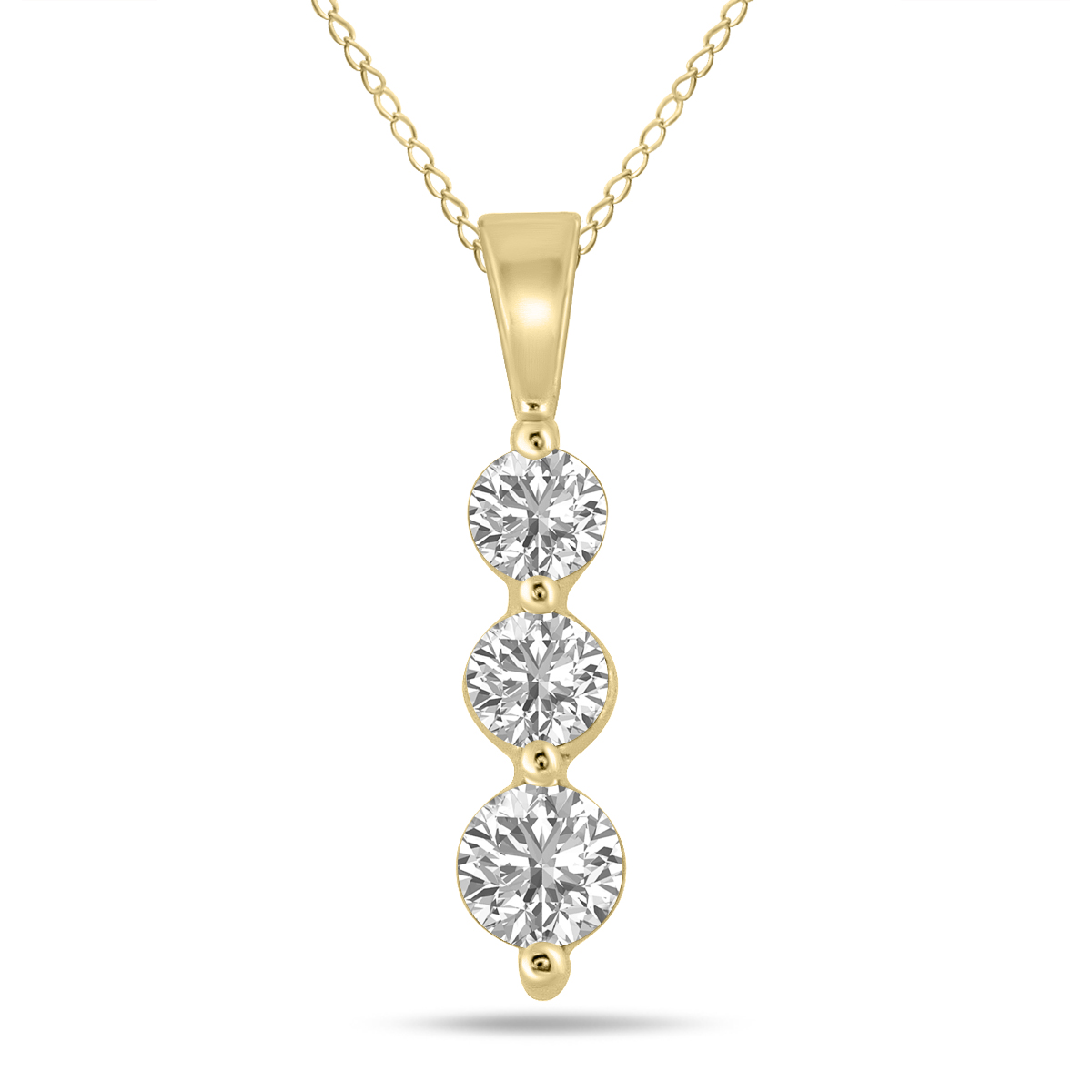 1/2 CTW Lab Grown Diamond Three Stone Snow Pendant in 10K Yellow Gold