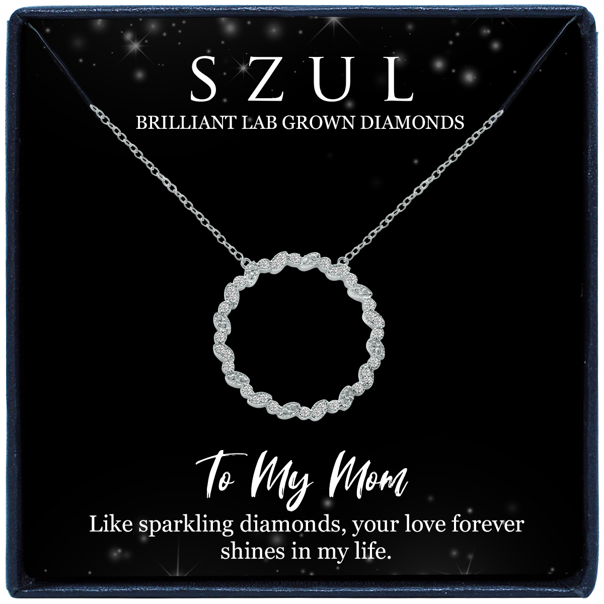 Jewelry Gift For Mom - 1/7 Carat TW Endless Love Lab Diamond Circle Pendant in.925 Sterling Silver