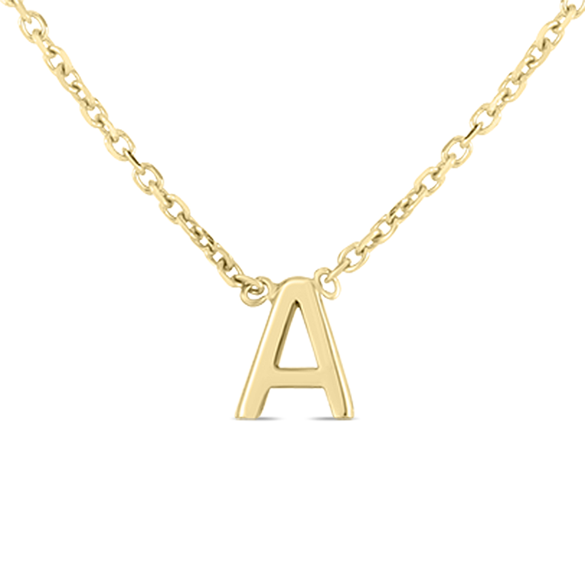 Image of 14K Solid Yellow Gold A Mini Initial Necklace