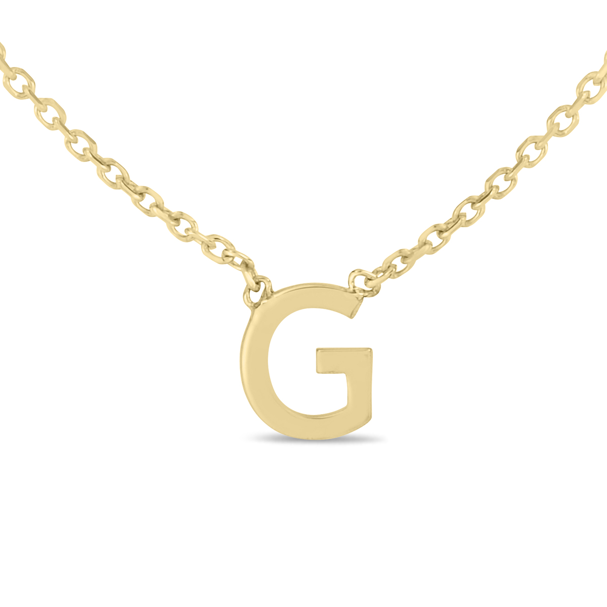 14K Solid Yellow Gold G Mini Initial Necklace
