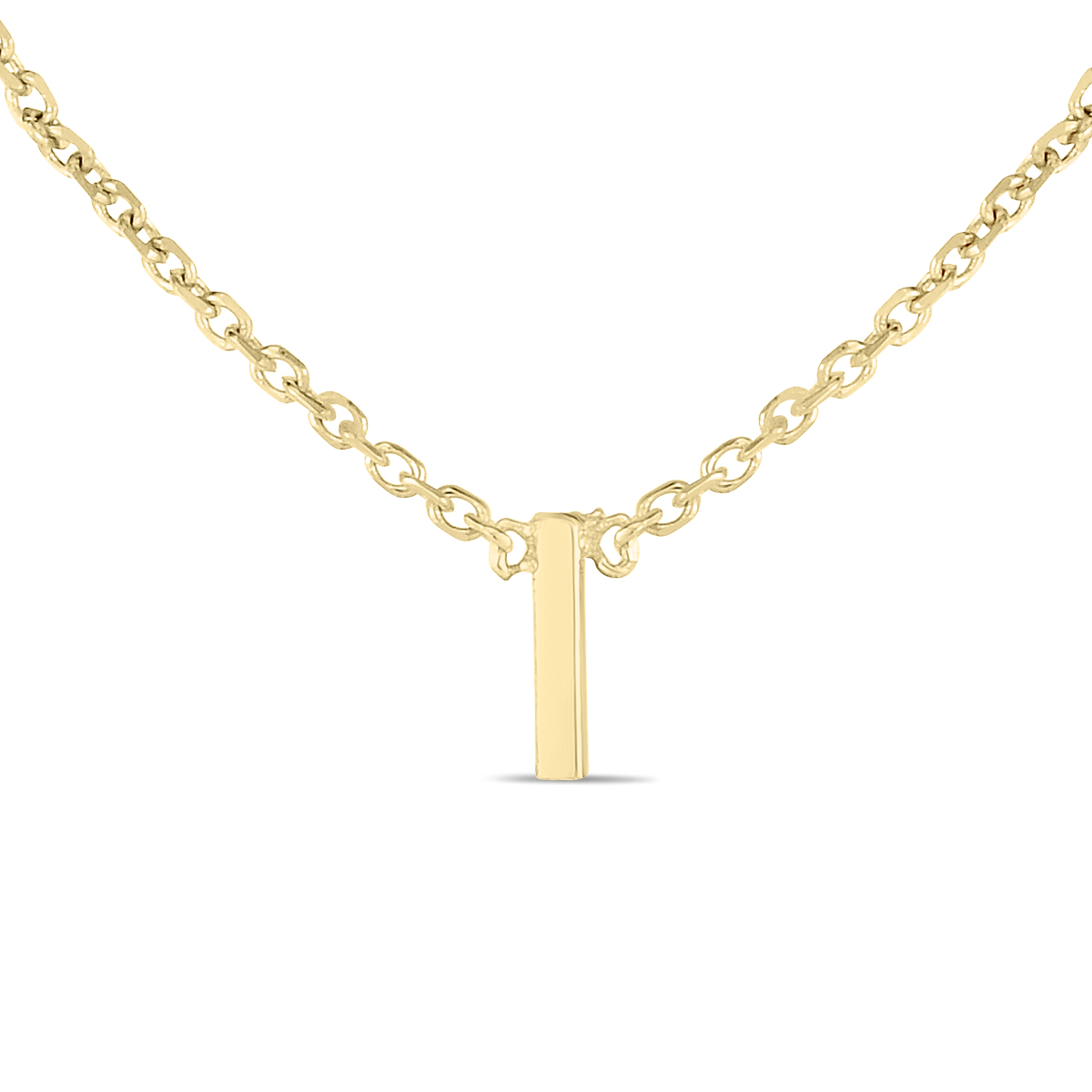 14K Solid Yellow Gold I Mini Initial Necklace