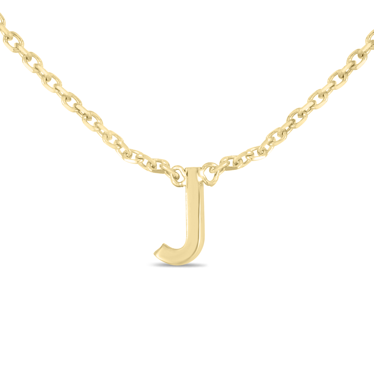 14K Solid Yellow Gold J Mini Initial Necklace