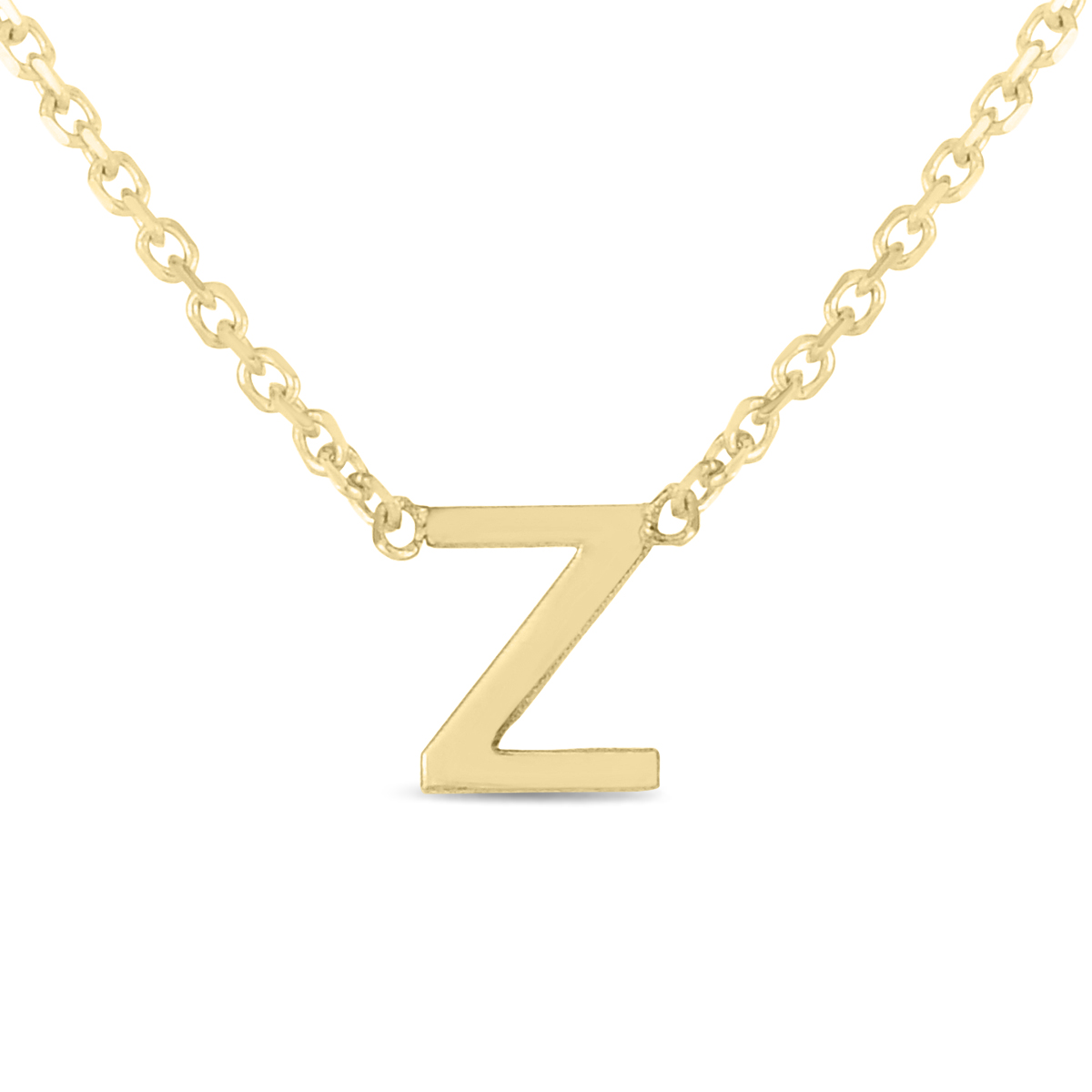 14K Solid Yellow Gold Z Mini Initial Necklace