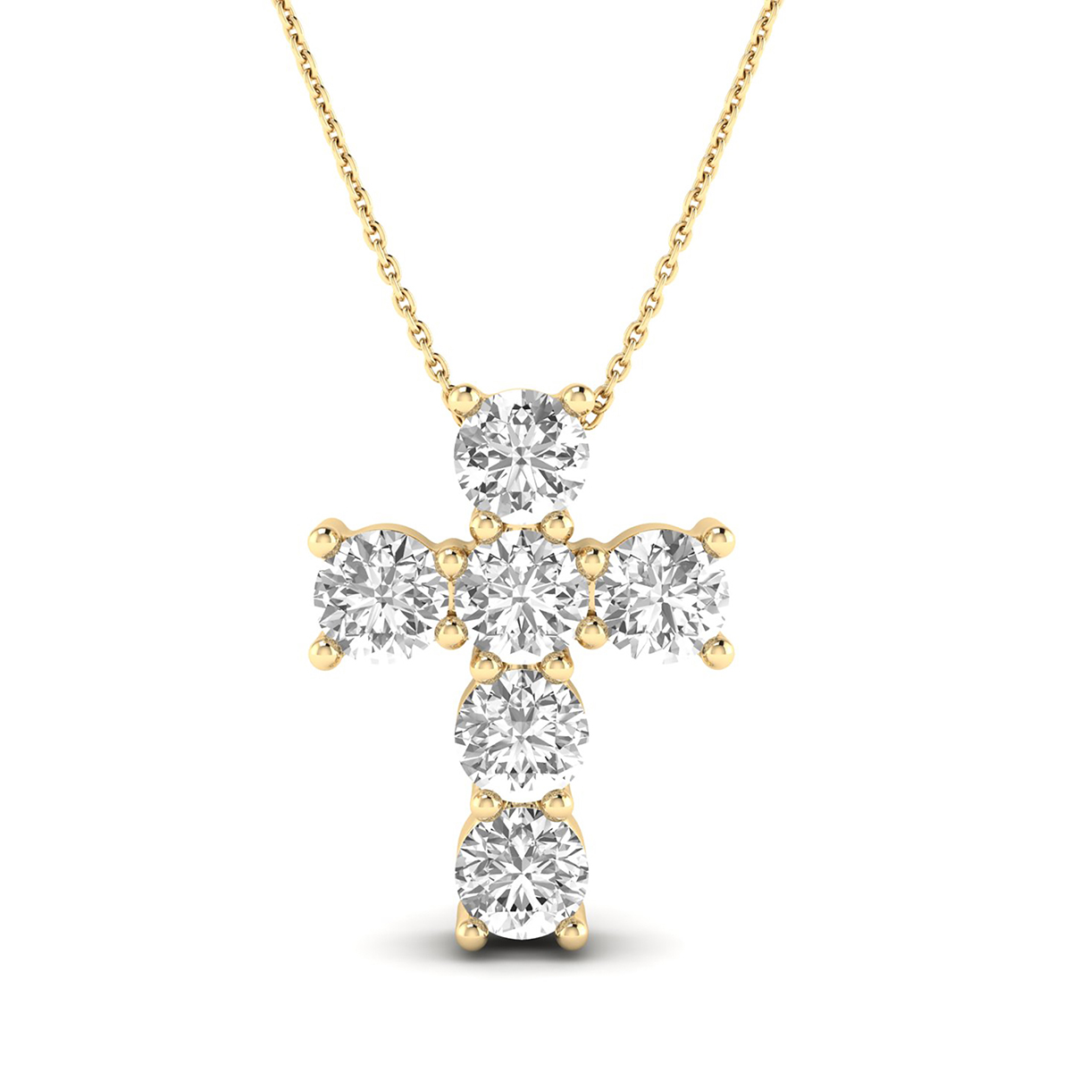 1/2 Carat TW Diamond Religious Cross Pendant in 14K Yellow Gold