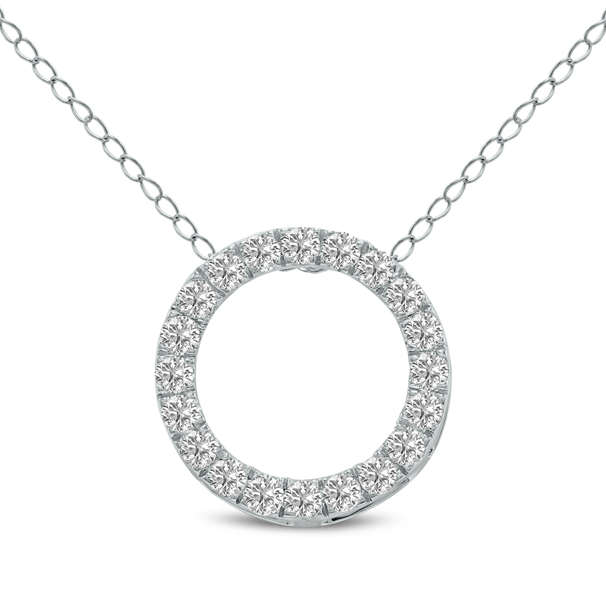 1/4 Carat TW Lab Grown Diamond Circle Pendant in 14K White Gold