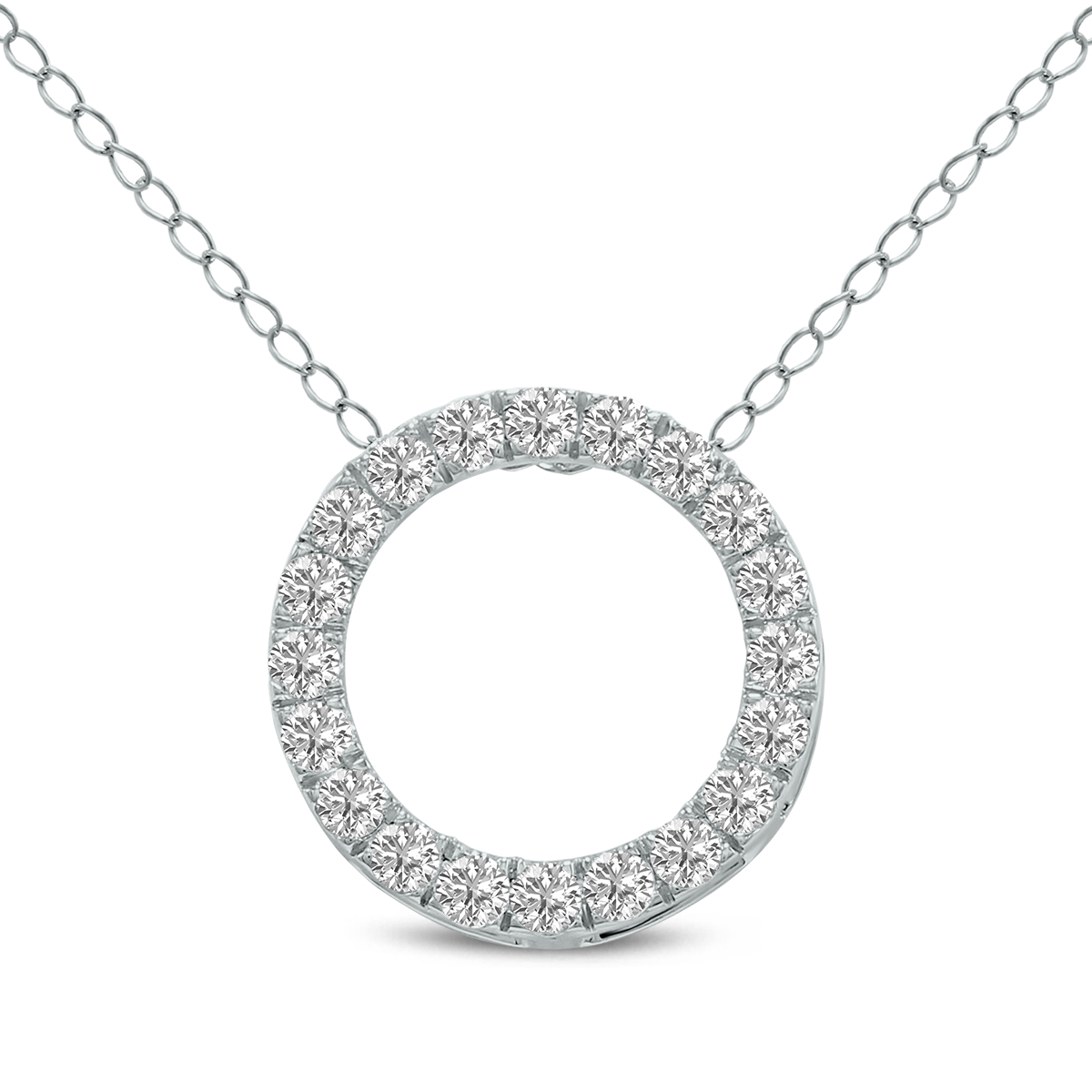 3/4 Carat TW Lab Grown Diamond Circle Pendant in 14K White Gold