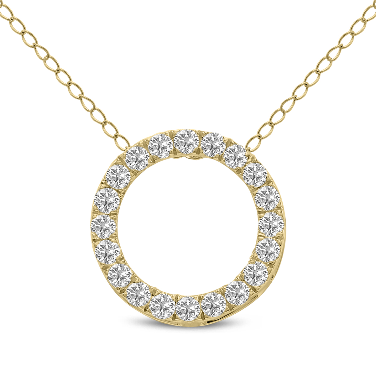 1 Carat TW Lab Grown Diamond Circle Pendant in 14K Yellow Gold
