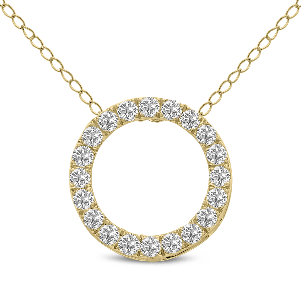 2 Carat TW Lab Grown Diamond Circle Pendant in 14K Yellow Gold