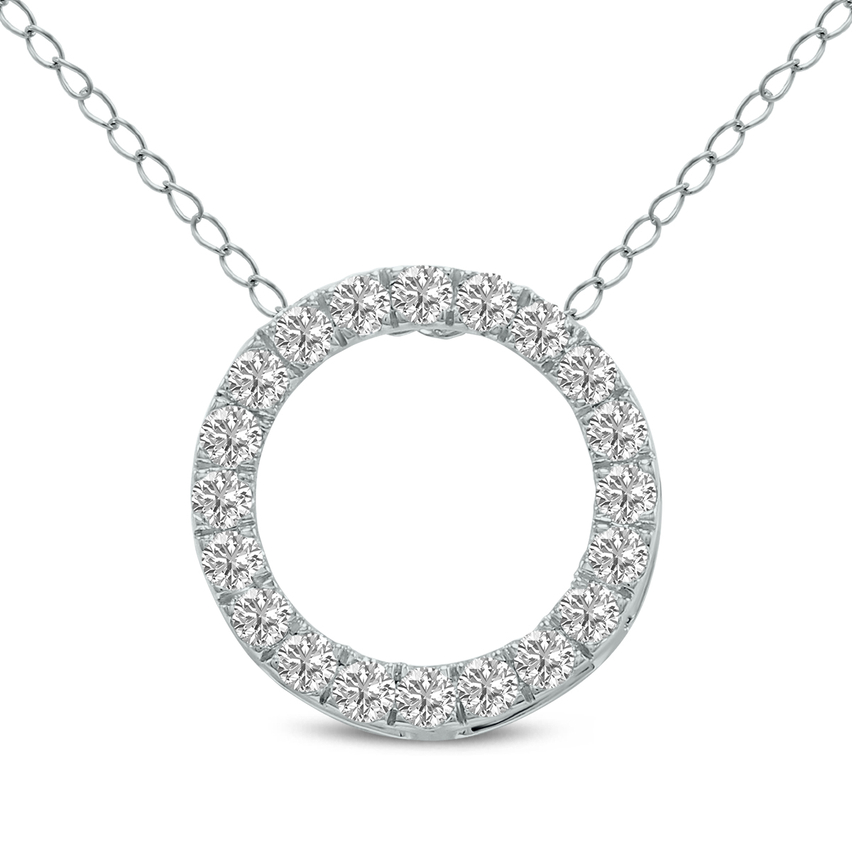 3 Carat TW Lab Grown Diamond Circle Pendant in 14K White Gold