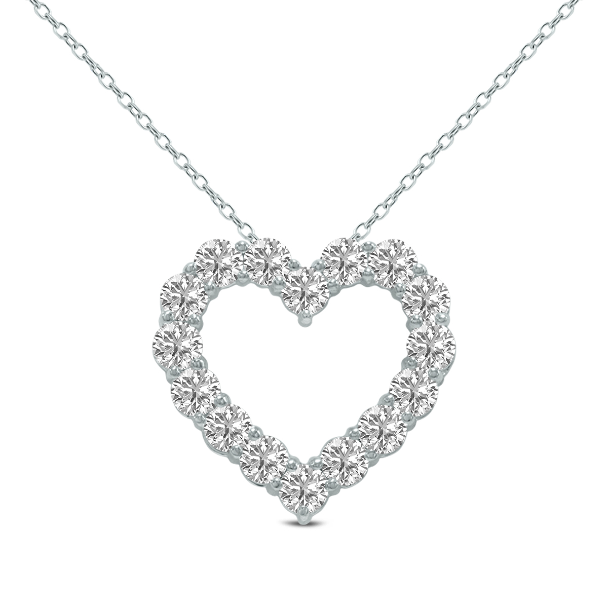 1/2 Carat TW Lab Grown Diamond Heart Shape Pendant in 14K White Gold