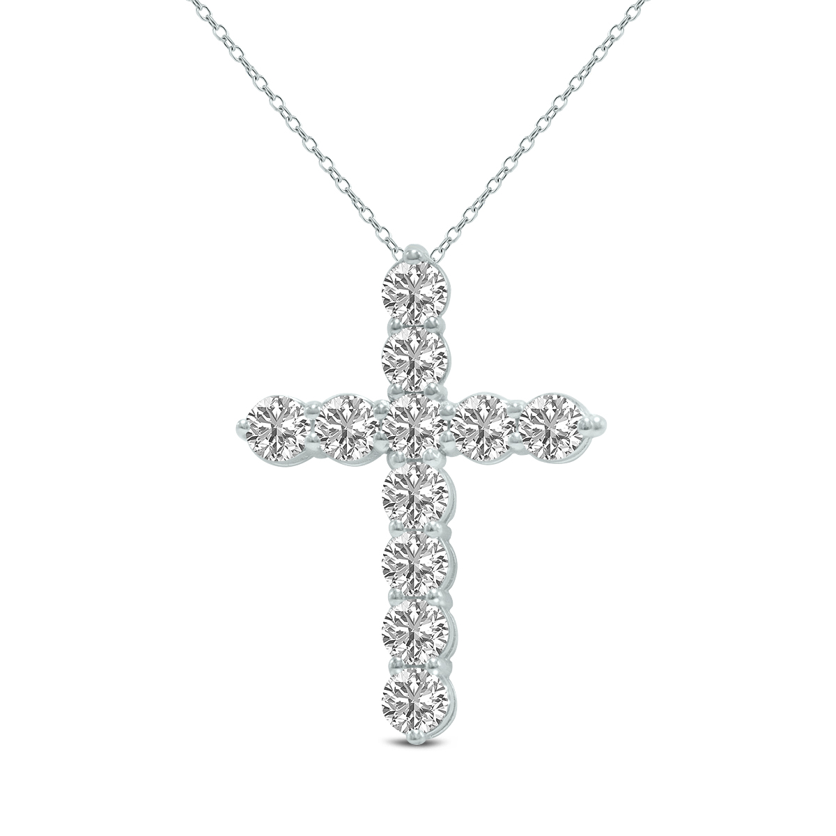 1/2 Carat TW Lab Grown Diamond Religious Cross Pendant in 14K White Gold