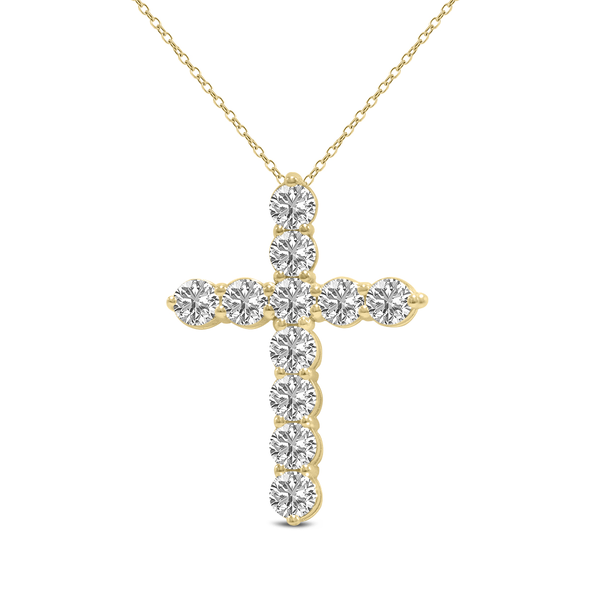 1/2 Carat TW Lab Grown Diamond Religious Cross Pendant in 14K Yellow Gold