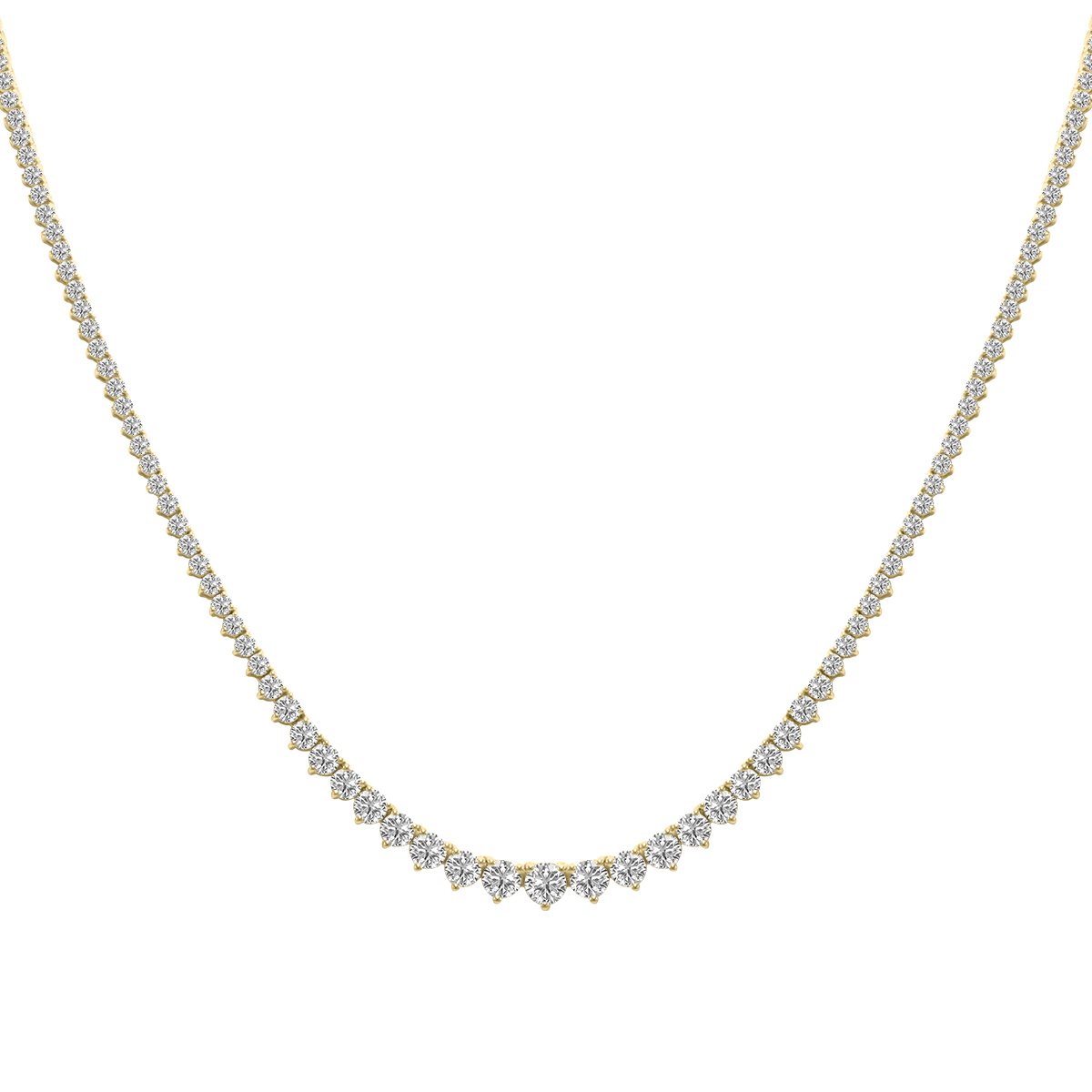 7 Carat TW Graduated Lab Grown Diamond Tennis Necklace in 14K Yellow Gold