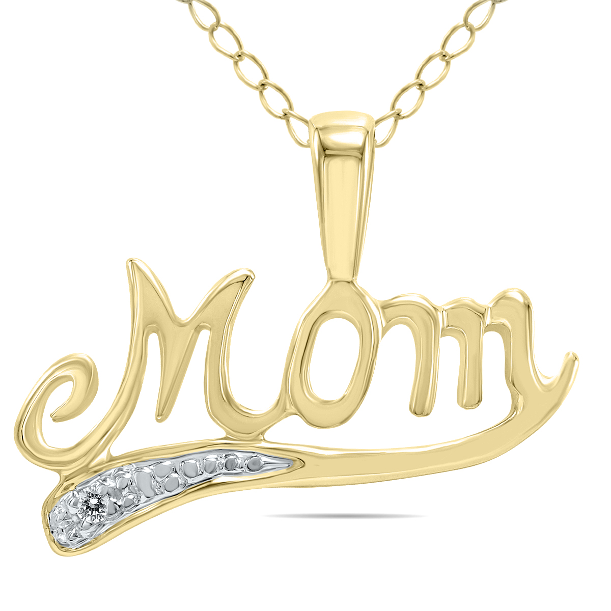 Genuine Diamond MOM Pendant in 10K Yellow Gold
