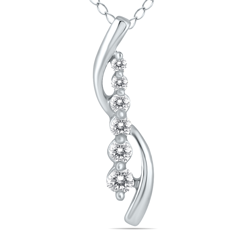 1/4 CTW Genuine Diamond Entwined Pendant in 10K White Gold