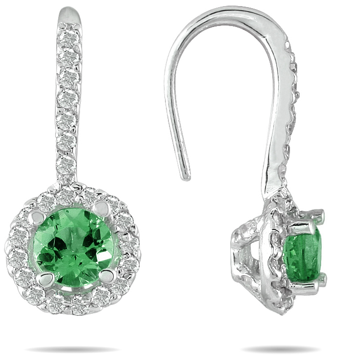 3/4 Carat TW Emerald and Diamond Earrings in 10K White Gold