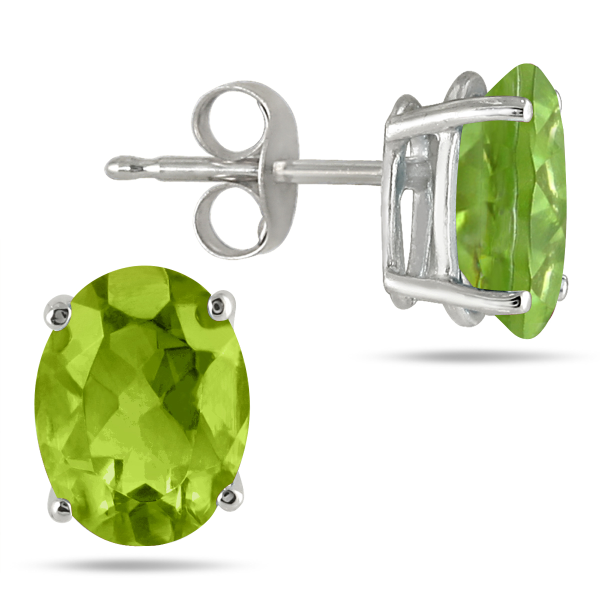 6x4MM All Natural Oval Peridot Stud Earrings in.925 Sterling Silver