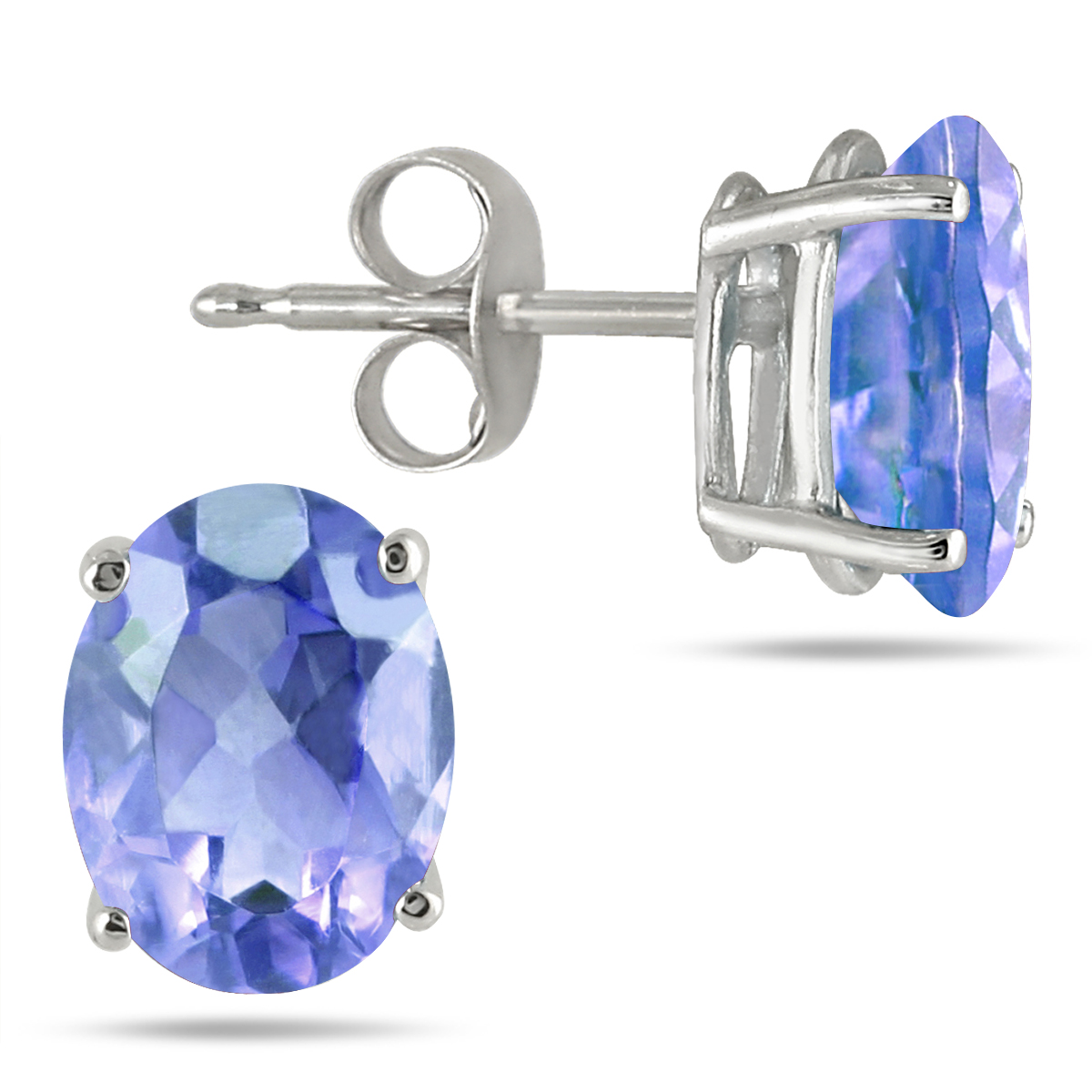 6x4MM All Natural Oval Tanzanite Stud Earrings in.925 Sterling Silver