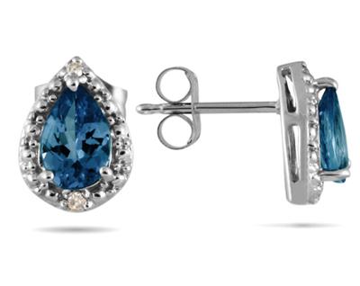 Pear Shape Sapphire and Diamond Flower Earrings