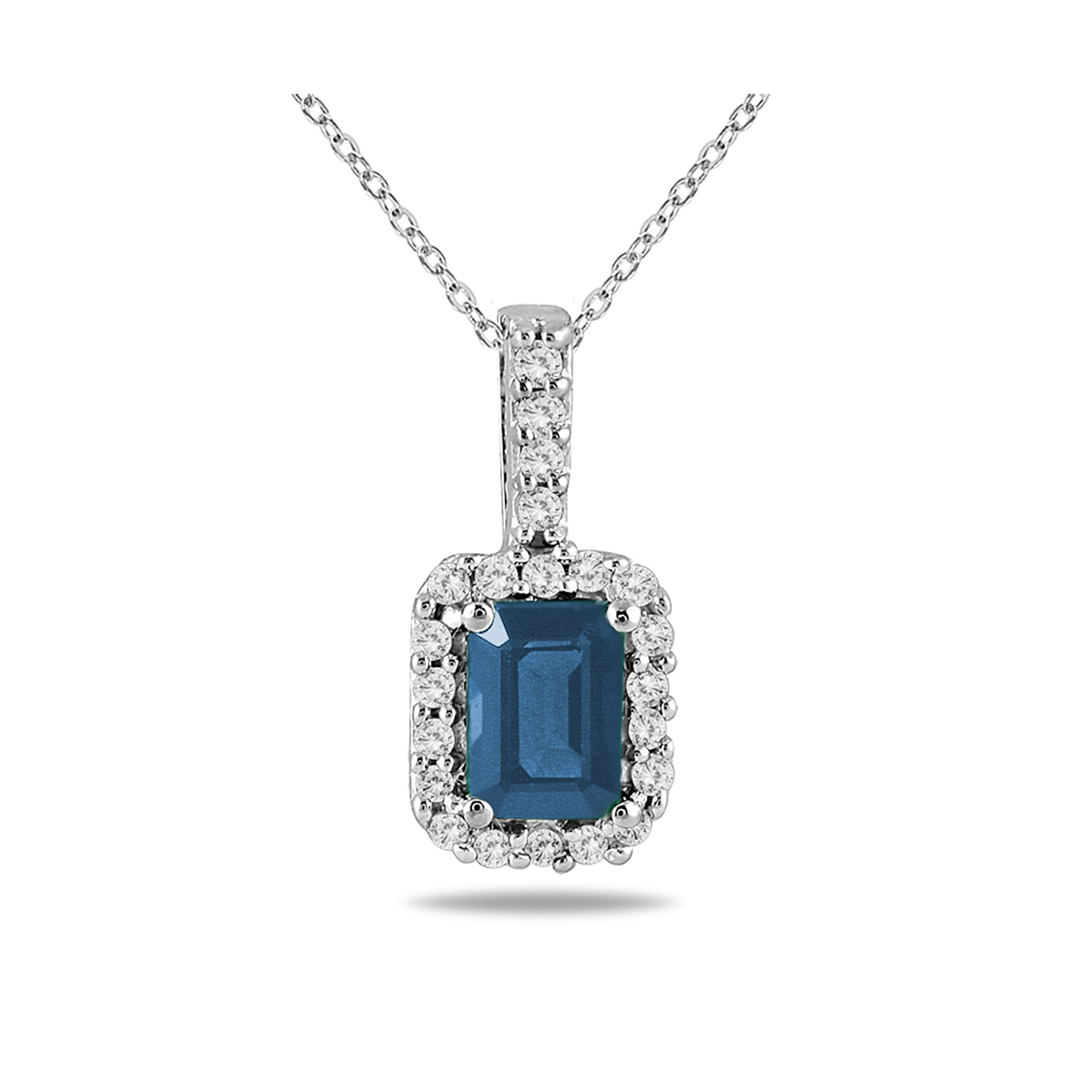 1/10 Carat Diamond and Sapphire Pendant in 10K White Gold