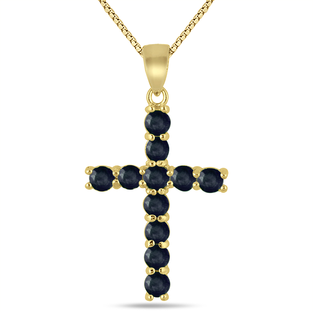 Black Sapphire Cross Pendant in .925 Sterling Silver