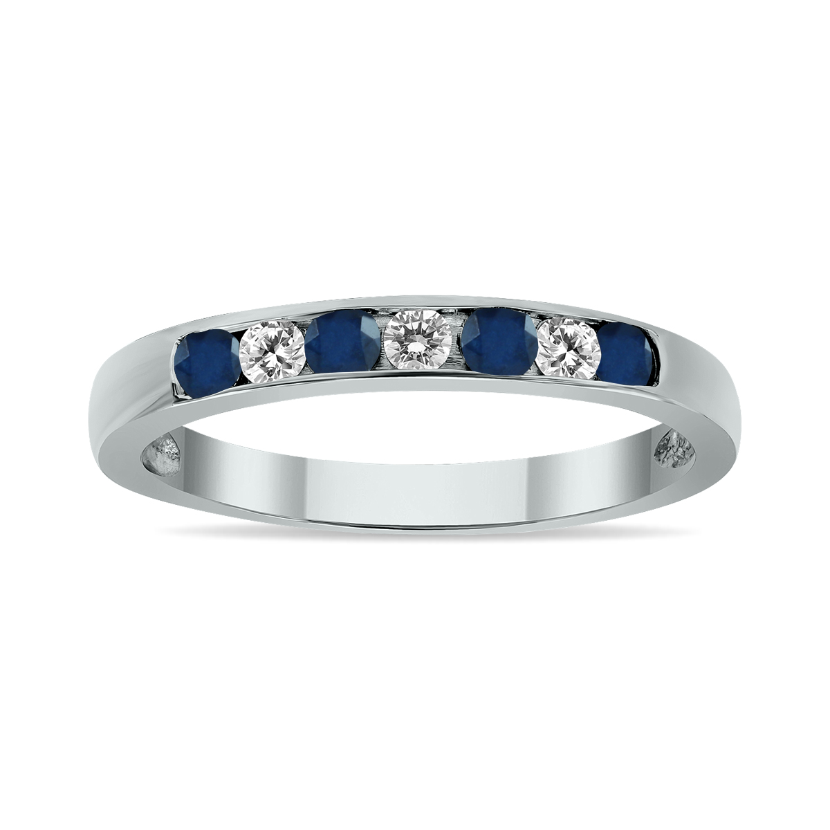 Sapphire and Diamond Stackable Channel Set Ring in 14K White Gold