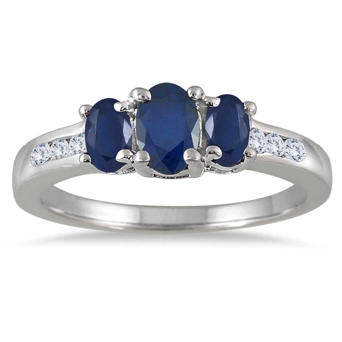 Sapphire and Diamond Channel Ring 14K White Gold
