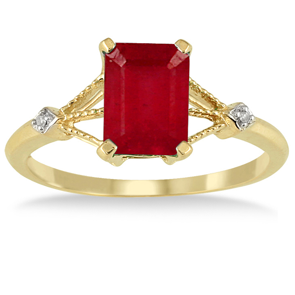 1.60 Carat Ruby and Diamond Ring in 10K Yellow Gold